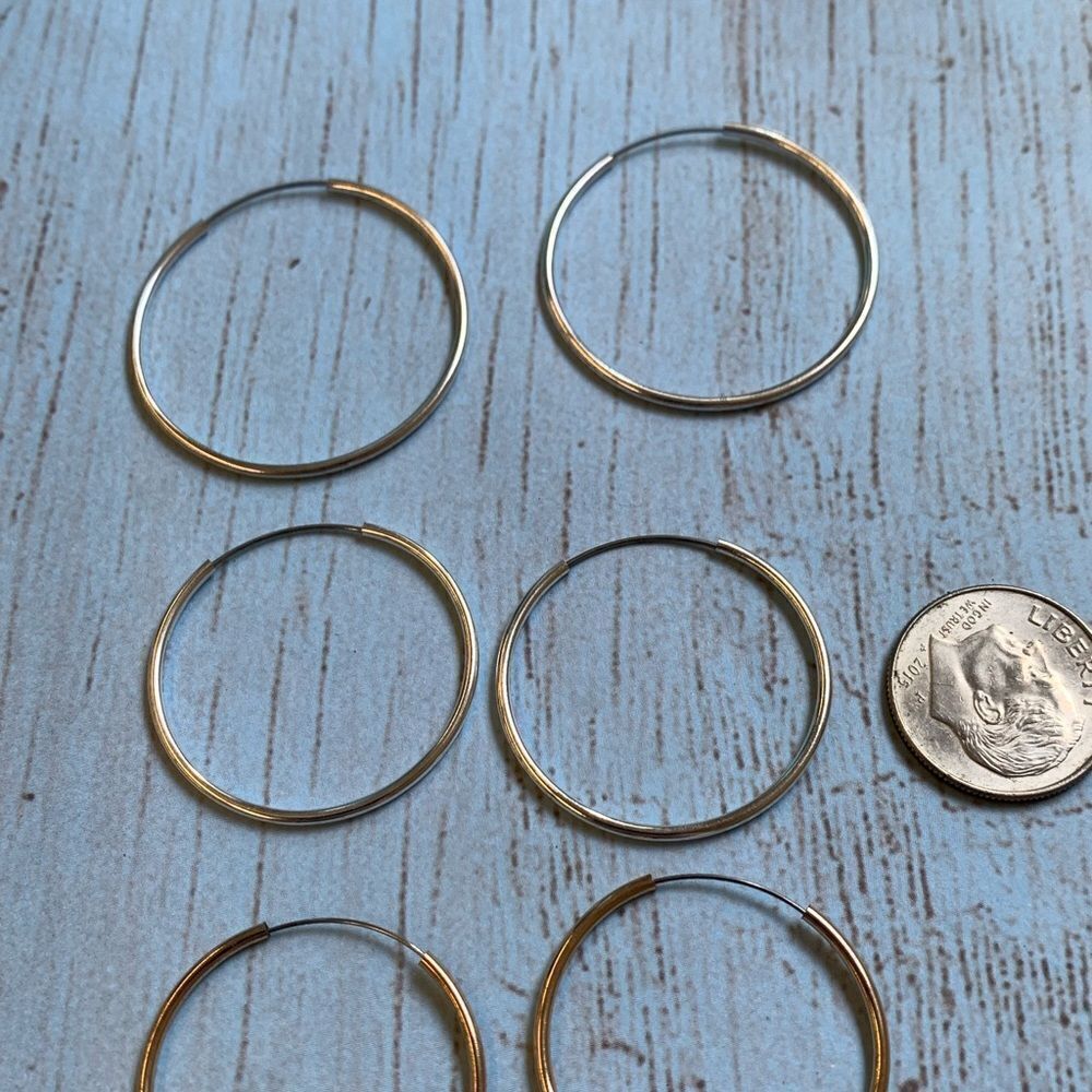 Silver Gold Infinity Wire Hoop Set - Picture 1 of 2